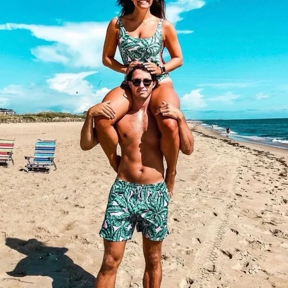 Kenny Flowers the fronds with benefits Leaf Men's Swim Trunks
